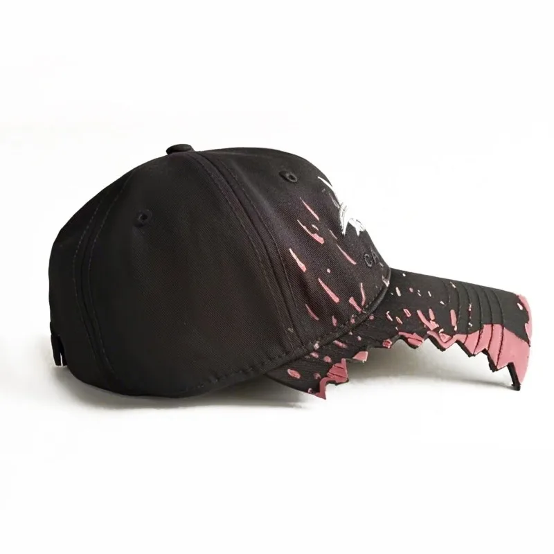 Cappellino da Baseball con Ricamo Squalo, Effetto Invecchiato, Trendy Streetwear, Protezione Solare, Traspirante, Leggero, Unico