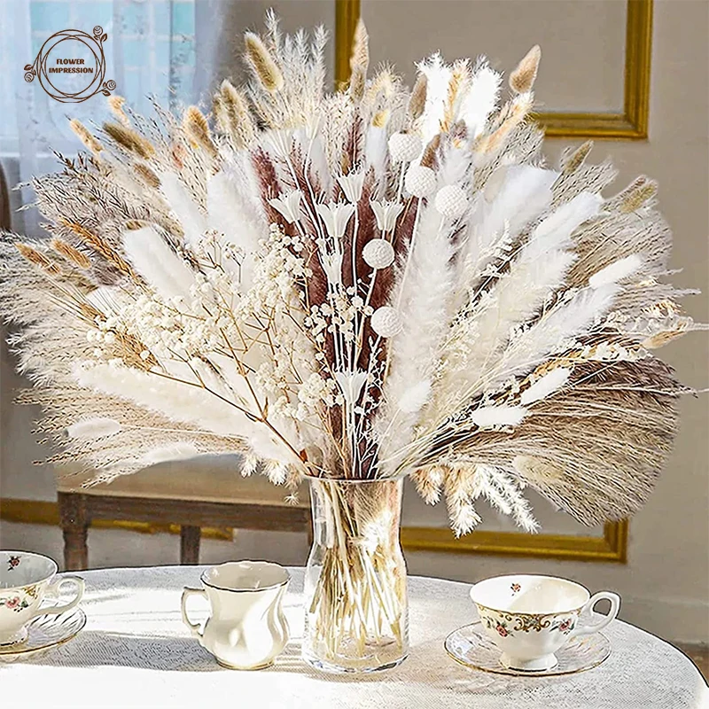 

Dried Flowers Pampas Grass Bouquet Boho Wedding Decor Rabbit Bunny Tail Home Decoration Artificial Flower Christmas Accessories