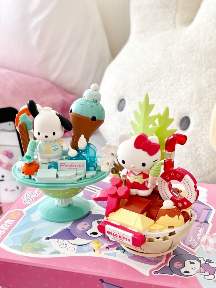 ชุดของเล่นตัวต่อ Keeppley Sanrio ซีรีย์งานปาร์ตี้ฤดูร้อน Hello Kitty My Melody Kuromi Pochacco Cinnamoroll ของเล่นอนิเมะ ของขวัญสำหรับเด็ก