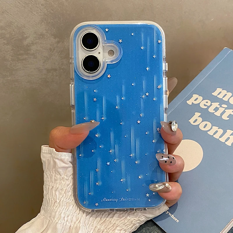 

Fashion Meteor Shower Shining Glitter Shockproof Bumper Case For iPhone 16 15 14 13 12 Pro Max Phone Back Cover