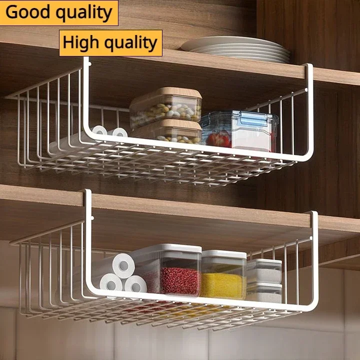 Metal Hanging Basket Large Shelves Spice Dishes Storage Pantry Closet Rack Kitchen Under Desk Cabinet Office Bathroom Organizers