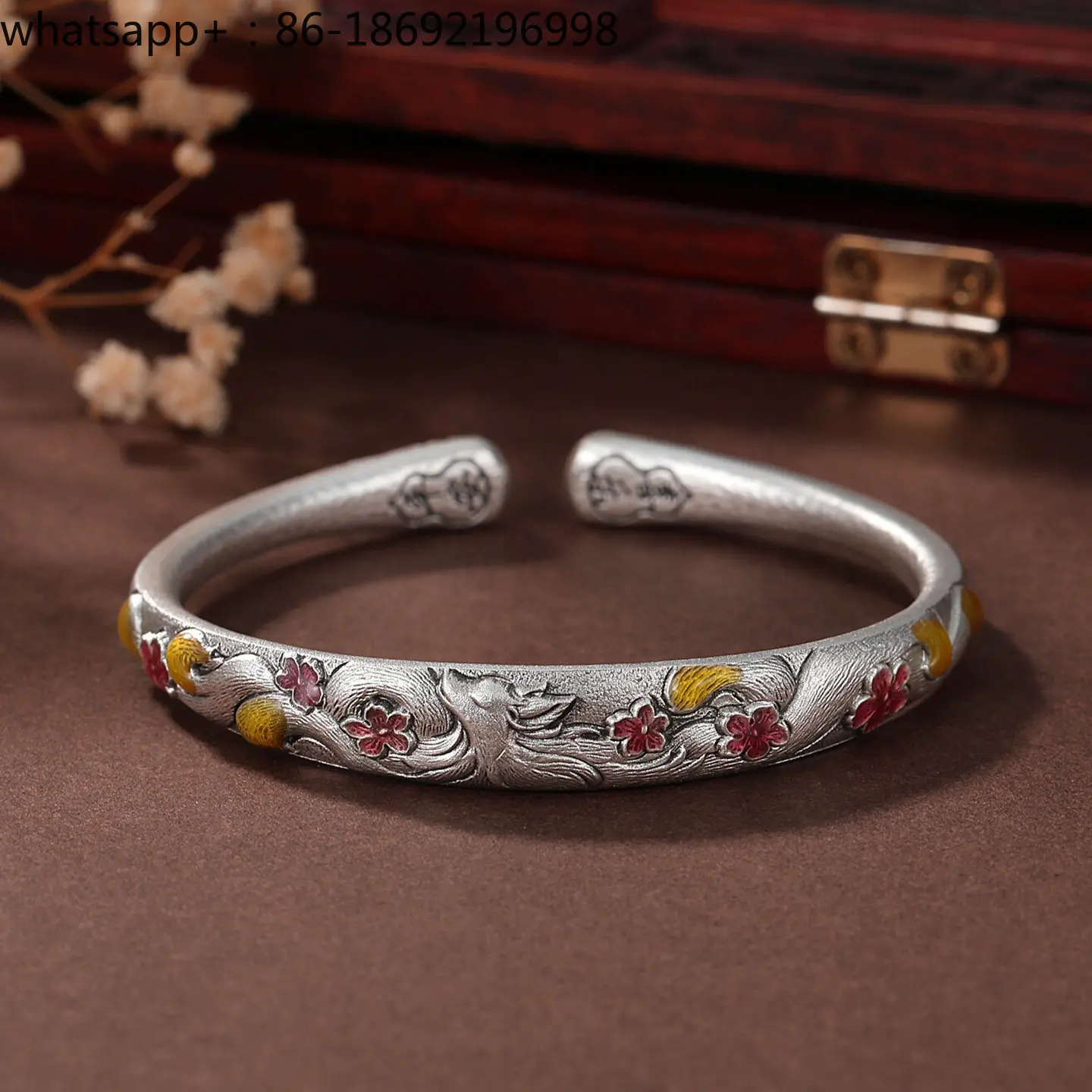 Nine-tailed Fox Silver Bracelet 999 Sterling Silver Women's Opening Solid Retro Guochao Ethnic Style