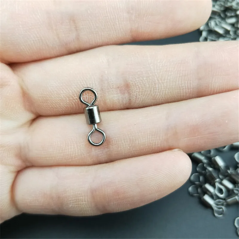 100pcs Fishing Swivels Rolling Swivels Solid Stainless Steel Rings Fishhooks Lure Connector for Fishing Accessories