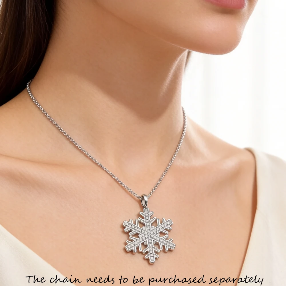 Pendant Snow Snowflake Brand New Fine Jewelry Winter Accessorie 925 Sterling Silver Romantic Gift For Woman