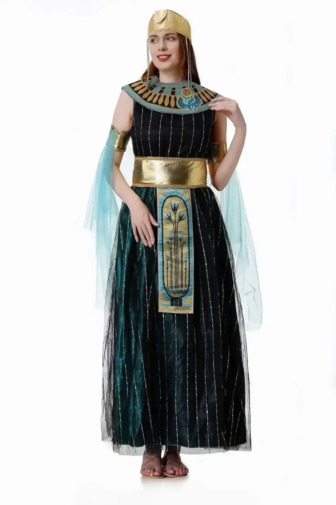 Cleopatra Queen Halloween Roleplay Traje, Deusa egípcia, vestido extravagante adulto do partido