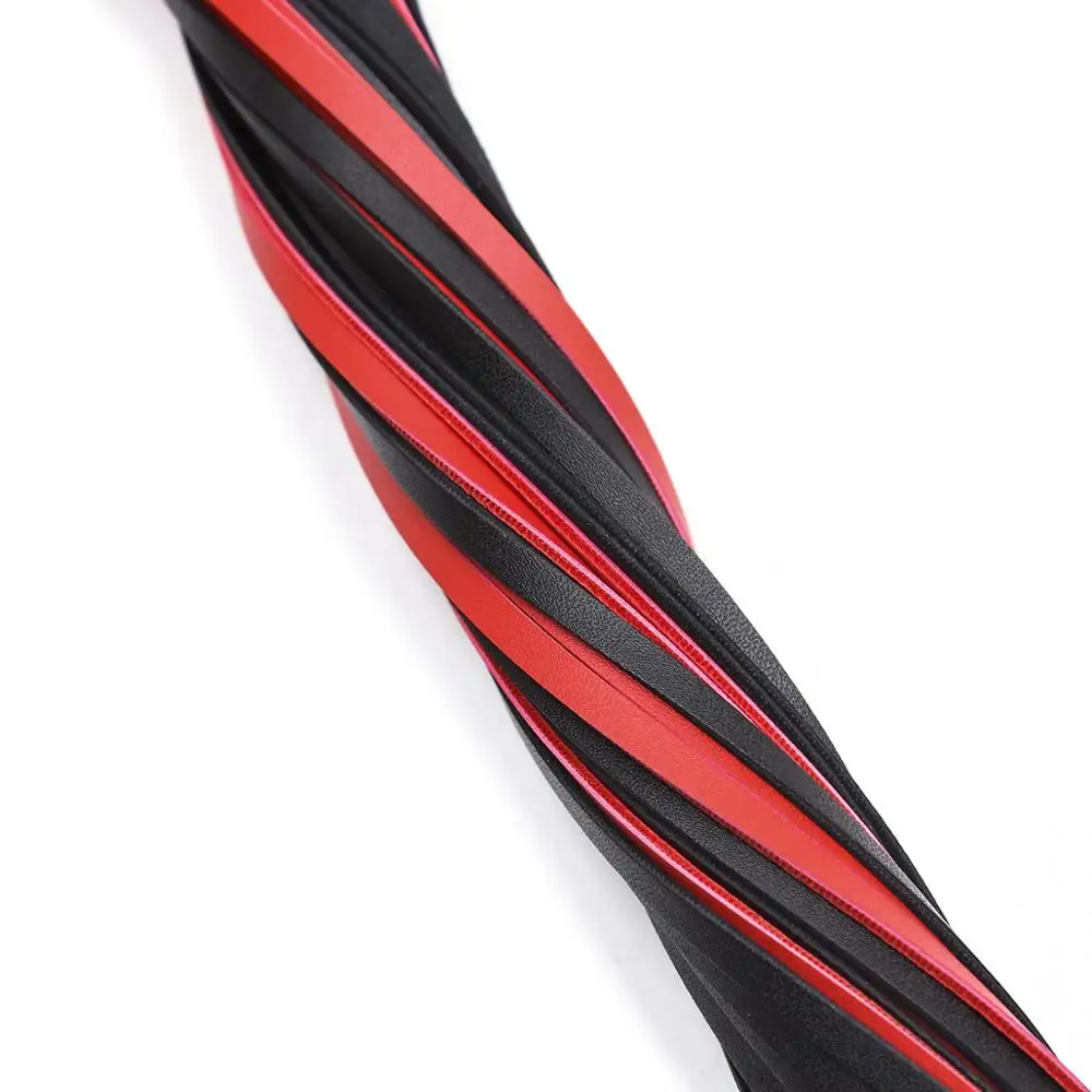 Fetish Black&Red PU Leather Whip Flogger Handle Spanking Paddle Knout Flirt BDSM Adult Game Erotic Sex Toys for Women Couples