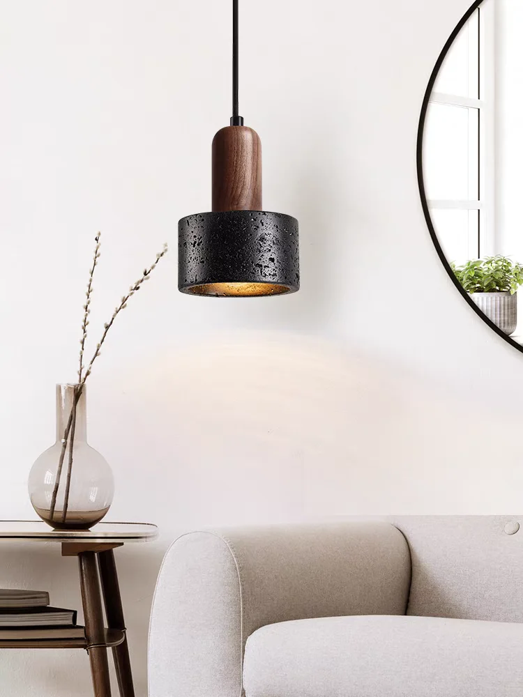 Black Hole Stone wabi-Sabi Minimalist Bedroom Pendant lamp Designer Restaurant Chandelier Interior Decoration Wood Lamps