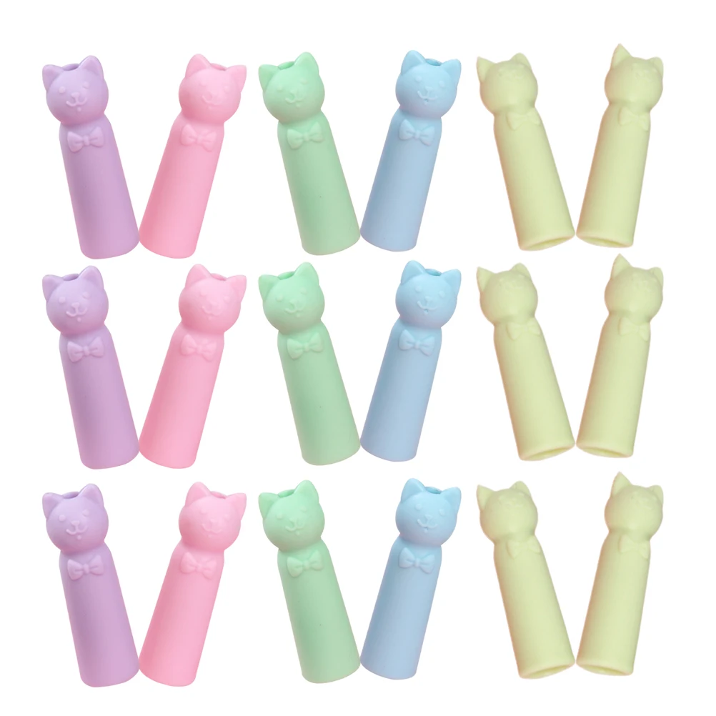 

50pcs Cat Hat Cute Cartoon Caps for Extenders Adorable Decor Kids Protector Flexible Vibrant Colors Portable Pen Cap Cartoon