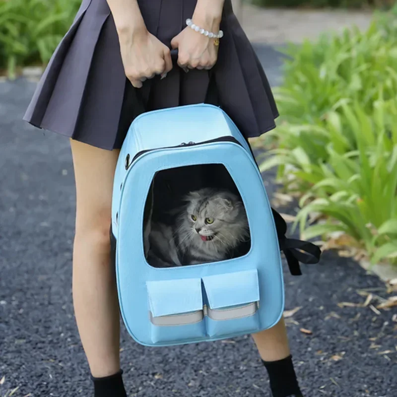 

New Cat Bag 3D Transparent Window Double Shoulder Pet Bag Portable Folding Solid Color Cat Bag