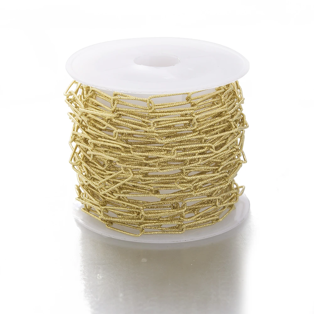 1Meter Paperclip Chain Gold Plated Brass Textured Rectangle Lace Heart Chain Component For Diy Bracelet Necklace Jewelry Making