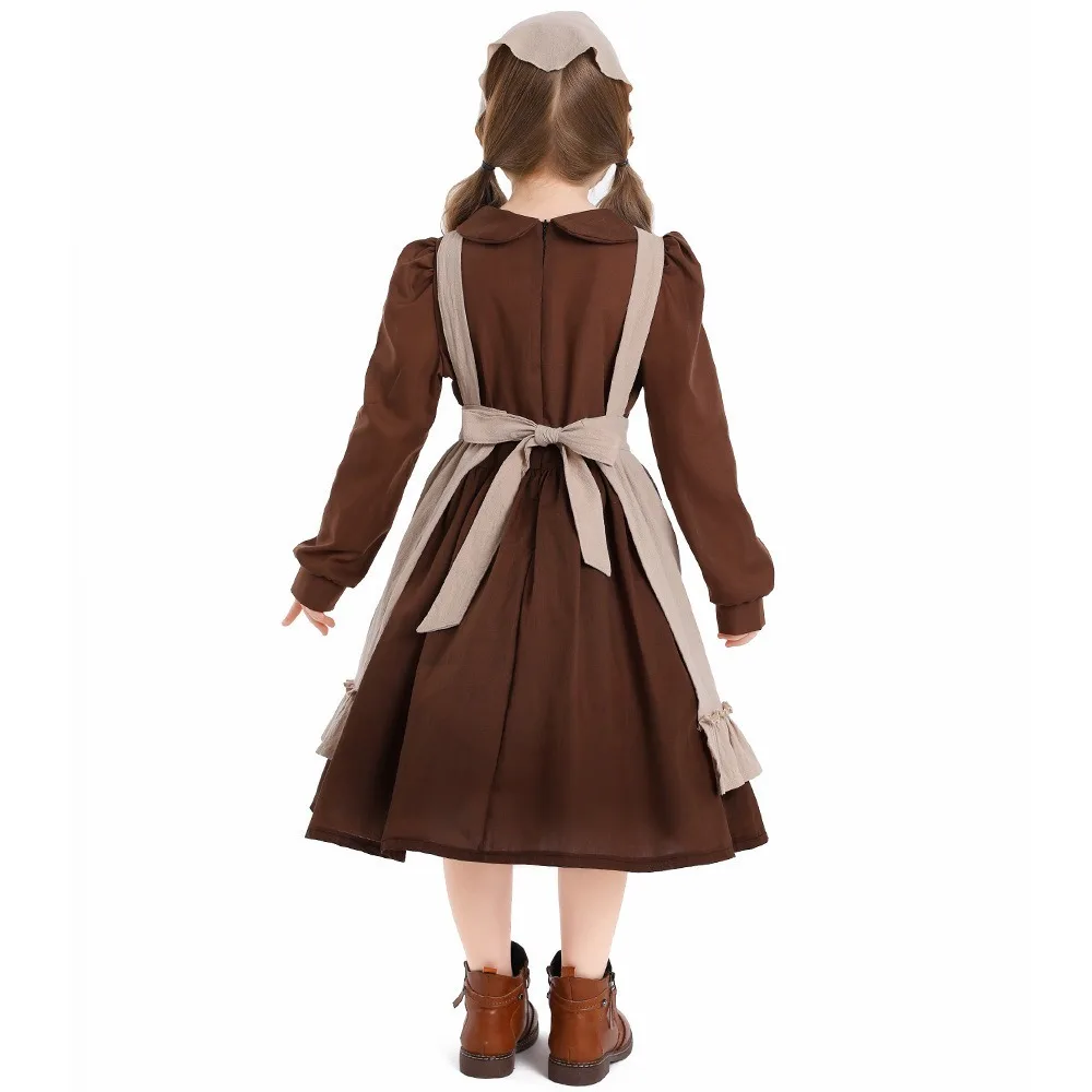 Costume da cameriera rurale per bambini: abbigliamento da palcoscenico semplice per la festa dei bambini