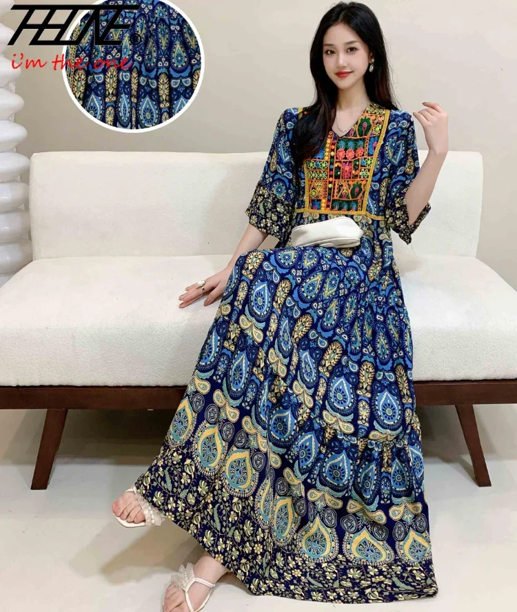 Indian Dress for Women Summer Embroidery Chic Elegant Party Dresses Clothes  Vintage Long Maxi Prom Bohemian Beach Robe Vestidos - AliExpress 200000345
