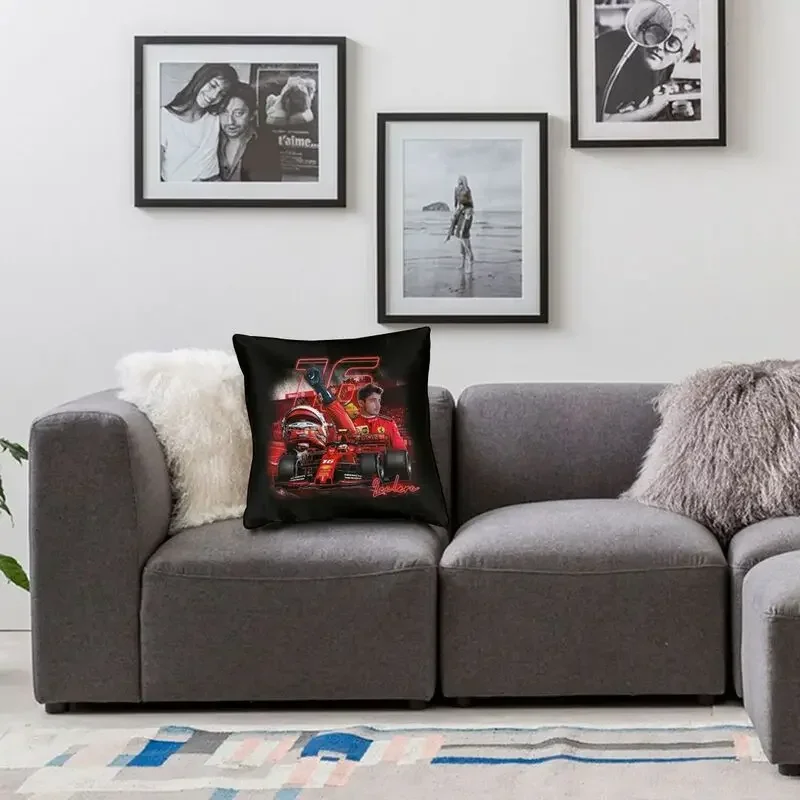 Poszewka na poduszkę Charles Monaco Formula One Driver Leclercs Sofa Home Decor Kwadratowa poszewka na poduszkę 45x45 Poszewki dekoracyjne na