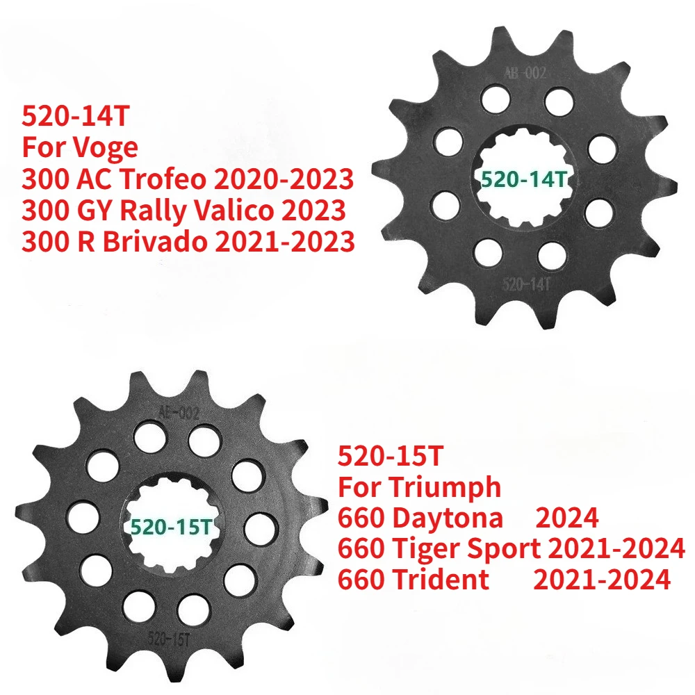 

520 14T 15T Motor Front Sprocket Gear Star Cam for Voge 300 AC Trofeo 300GY 300R For Triumph 660 Daytona Tiger Sport Trident
