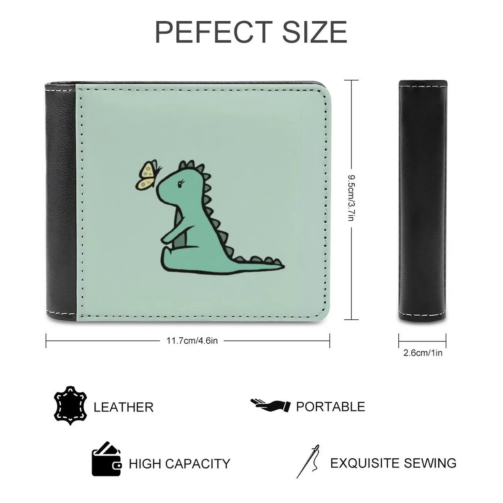 Mint Green Dino Soft Men Wallets New Purse Credit Card Holders For Male Purses Men Wallet Mint Green Green Yellow Dino Dinos
