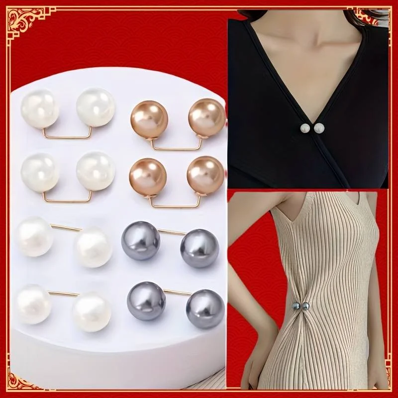 3pcs Pearl Non-slip Safety Pins Dress Brooch Decoration Dress Waist Fastening Pins Collar Adjustment Scarf Safety Fashion