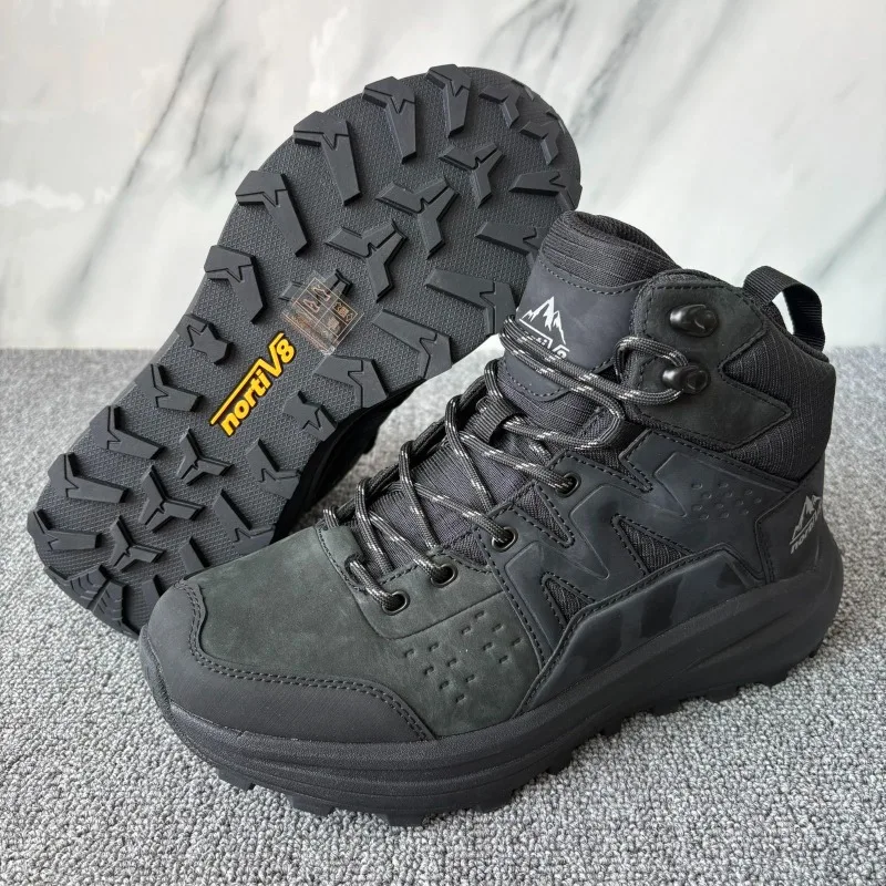 Classic Brand Climbing Shoes For Men Brown Green Outdoor Walking Shoes Man Leather Trekking Boots Mens Anti Slip Mountain Shoe
