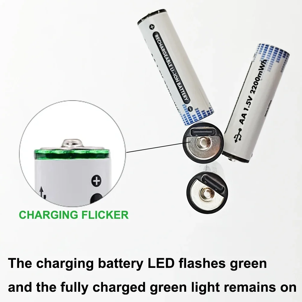 Fast charging 1.5V AA lithium ion battery with 2200/2500mah capacity and USB rechargeable lithium USB battery for toy keyboard