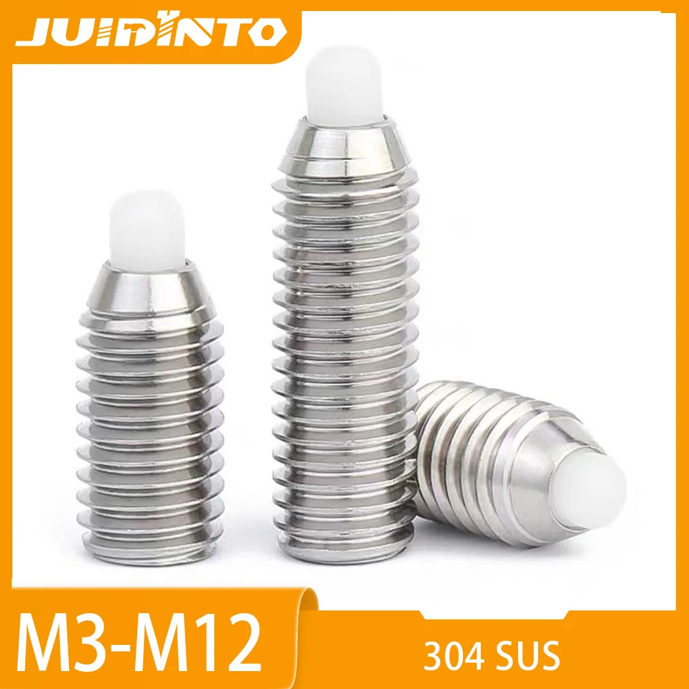 JUIDINTO 2-10 Stück/Beutel Sechskant-Federbolzen-Set Schrauben Edelstahl M3 M4 M5 M6 M8 M10 M12 Allen Nylon-Kugelkopfschrauben