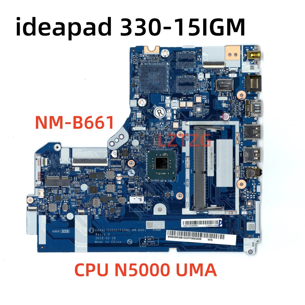 NM-B661 For Lenovo ideapad 330-15IGM Laptop Motherboard With N5000 CPU  FRU 5B20R33812 100% Tested OK