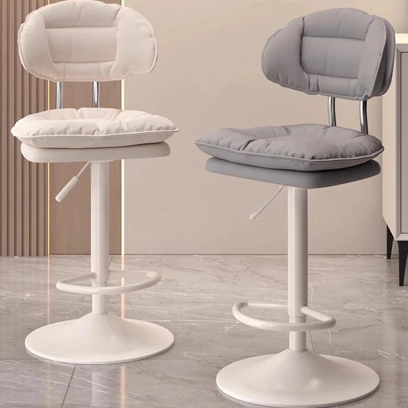 

Cream Style Reception Bar Chairs Nordic Office Modern Swivel High Stool Minimalist Design Bar Furniture Cadeiras