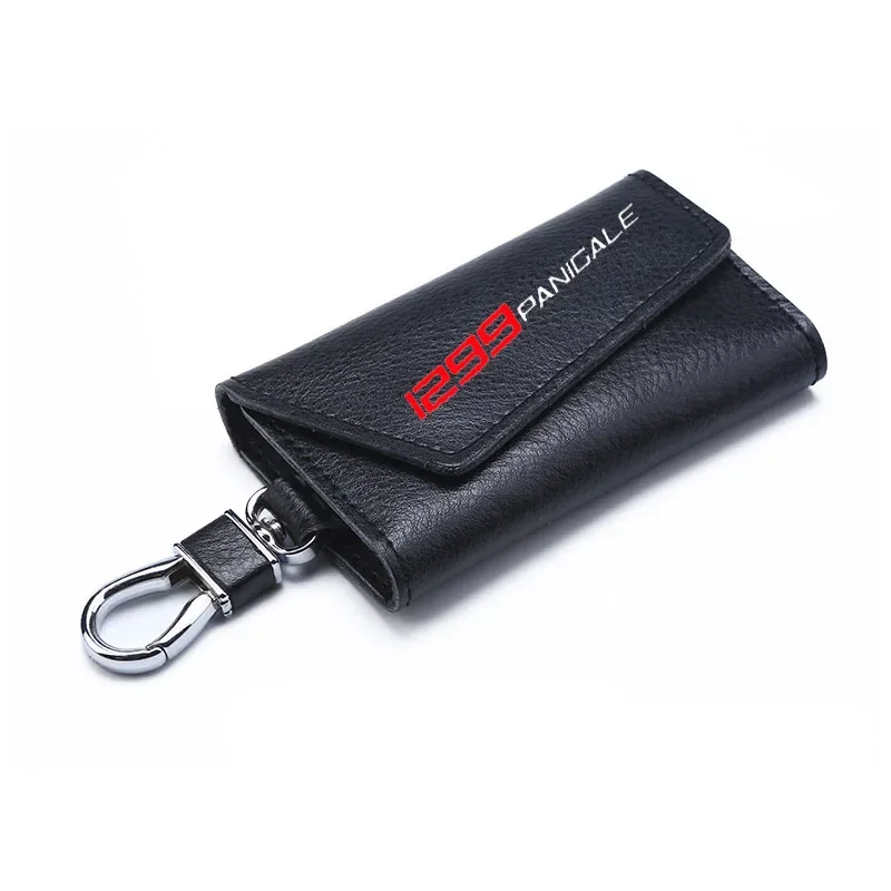 

3D cowhide Key key case Holder Chain Collection Keychain for 1299 Panigale/S/R Motorcycle Badge Keyring