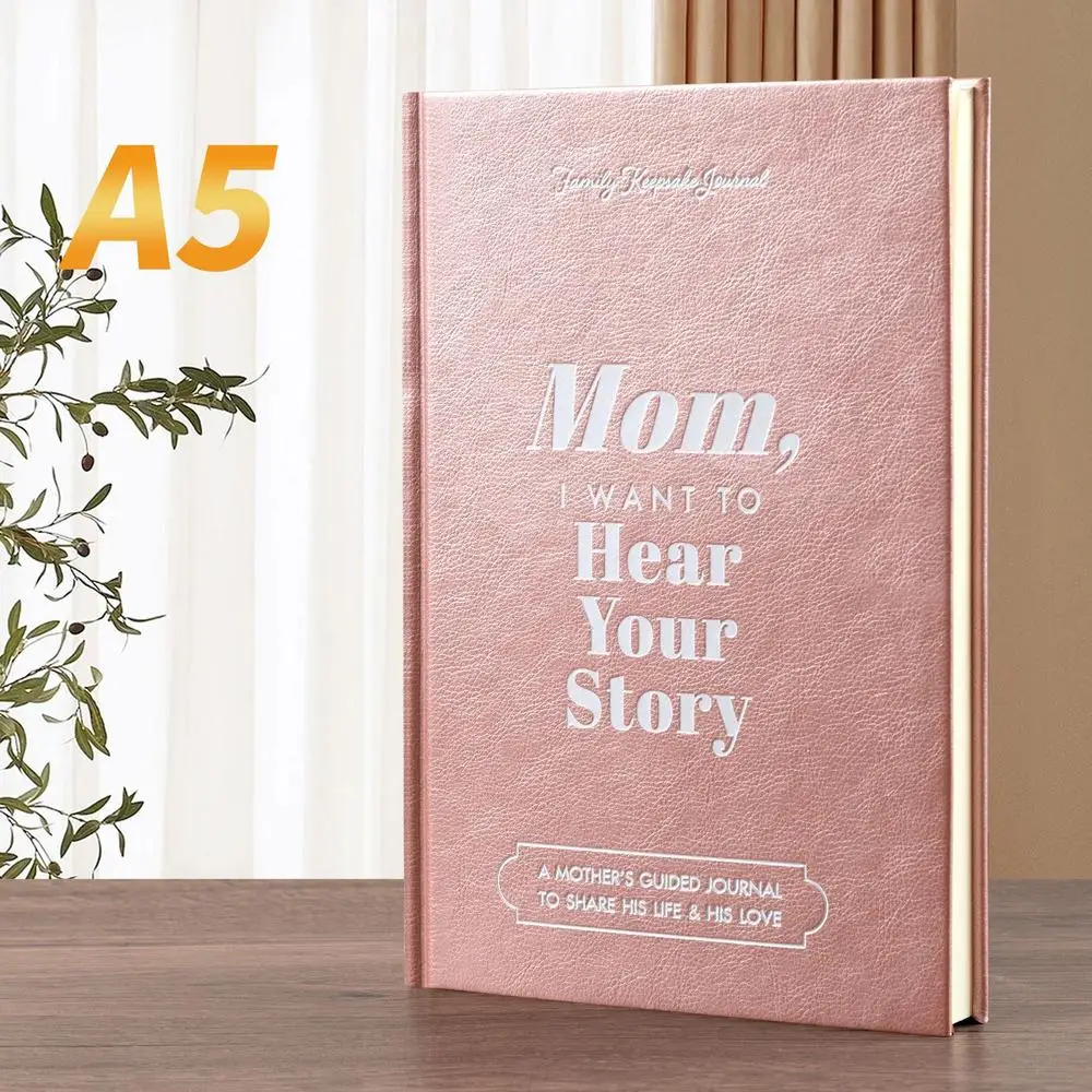 Mom Dad I Want To Hear Your Story Father'S Day Leather Gift Wrap Hardcover, Gold Gilded Page Edge, Guide Diary To Share His Love