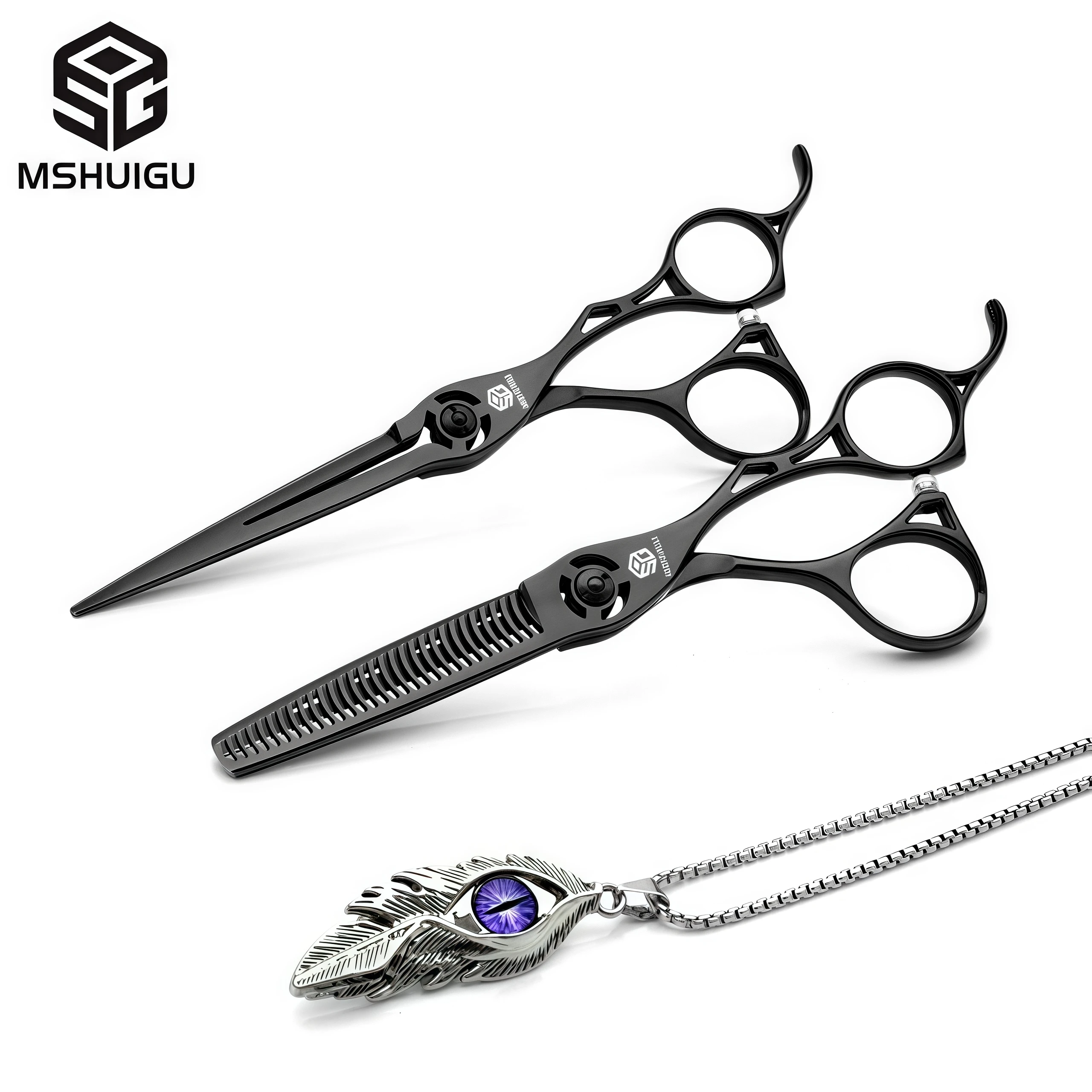 Professionelles Haarschere-Set aus 440C Edelstahl, 6, 6,5, 7 Zoll Schneidescheren, 6/6,5 Zoll 25-30% Effilierschere für Friseursalon – Detail 3