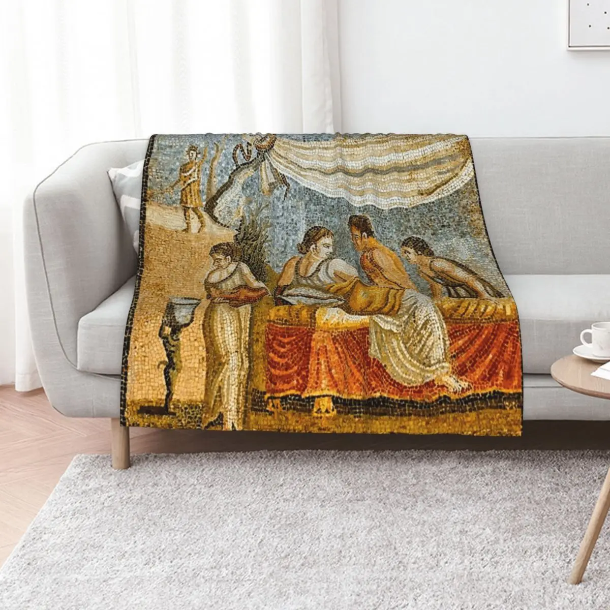 Roman Empire Mosaic Throw Blanket Cozy Sofa Blanket for TV Watching Napping
