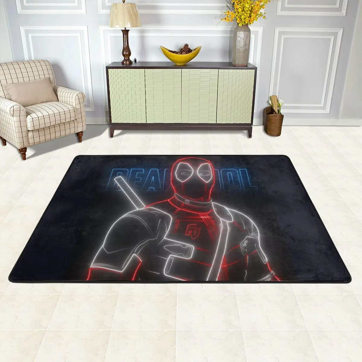 Deadpool Neon Floor Mat Non Slip Carpet For Children Living room Bedroom Floor Carpets Fashion Protective Rug