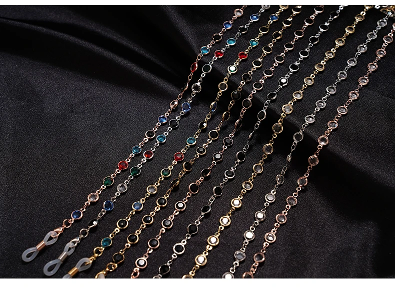 Sonnenbrille Sonnenschutzkette Mode Metall Maskenkette Einfache Perle Edelstein Brillenkette Charm Metall Lanyard Brillengestell Seil – Detail 1