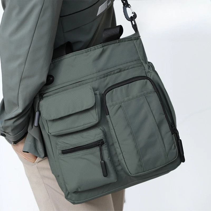 Oxford fabric waterproof men's single-shoulder bag, lightweight, computer storage, large capacity, A4-sized cross-body briefcase