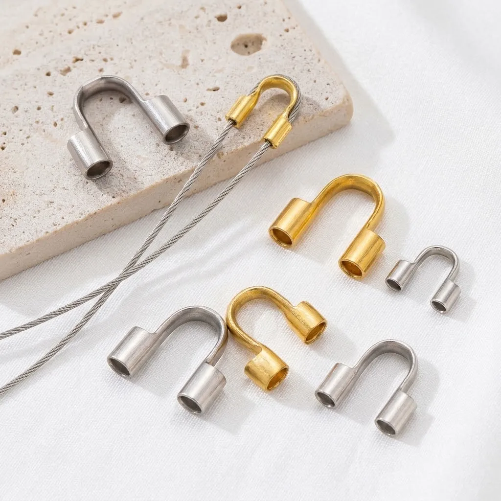 20/50pcs Stainless Steel Gold Wire Protectors Guard Guardian Loops U Shape Clasp Connector For DIY Bracelet Jewelry Making Craft