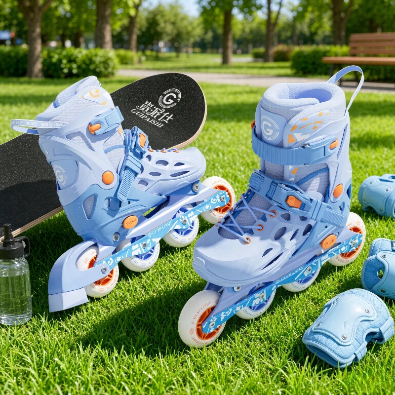 Kids Inline Roller Skates Ages 3-12, Light-Up Skating Boots with Flashing PU Wheels, Padded Liner, Hard Shell, Rear Brake