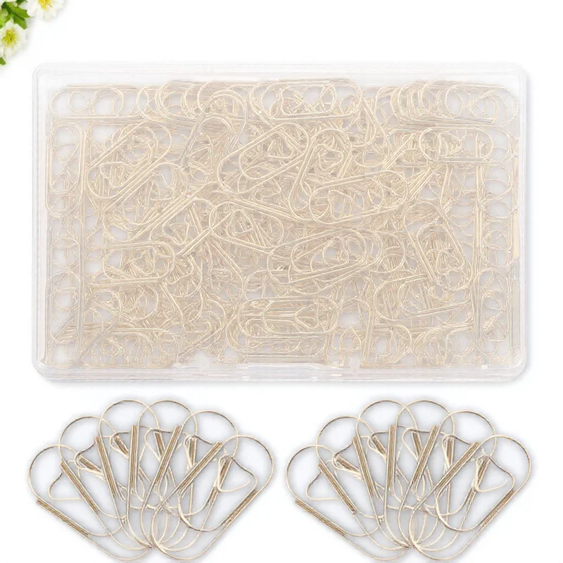 

150Pcs Creative Heart Paperclips Small Metal Paper Clip for Office Document School Scrapbook Use Paper Clips Small Paperclips