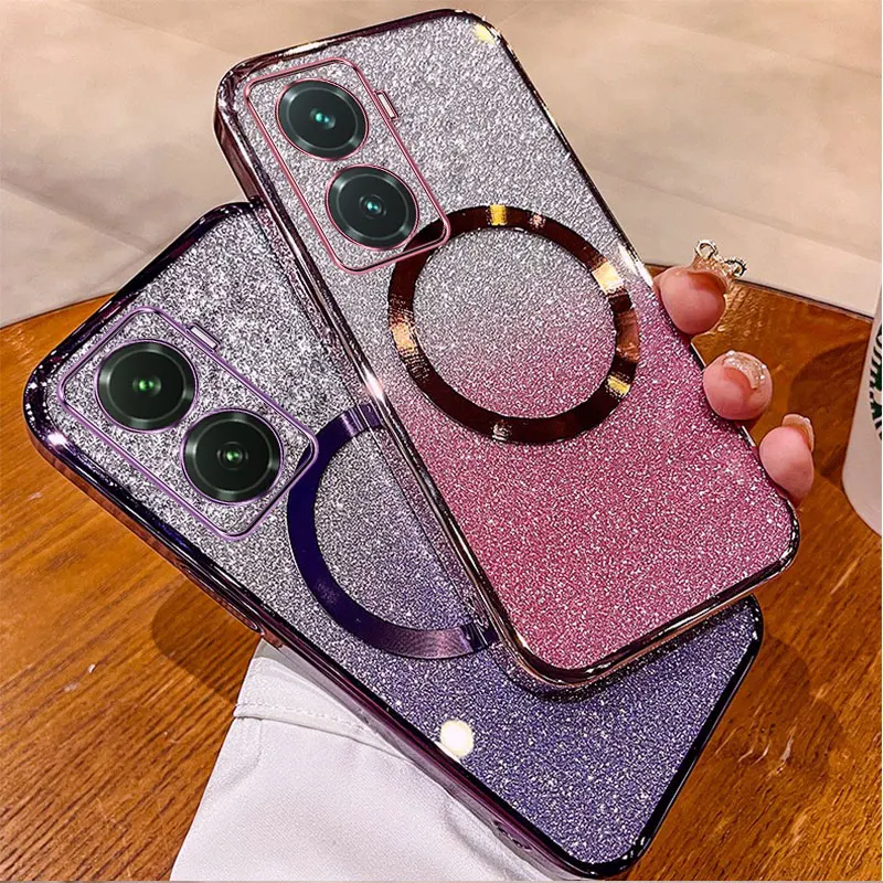 

For vivo Y77 5G y77e Case Electroplated transparent phone case with flash paper lens fully covered and anti drop