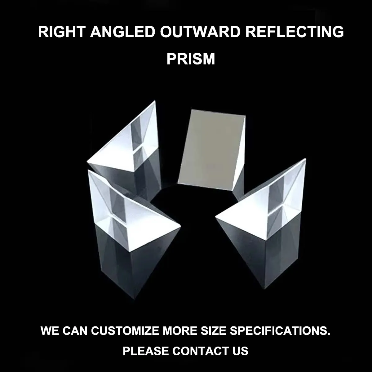 Right Angle Reflective Prism K9 Optical Glass Lens Total Reflection Inclined Plane Coated for 90° Experiments
