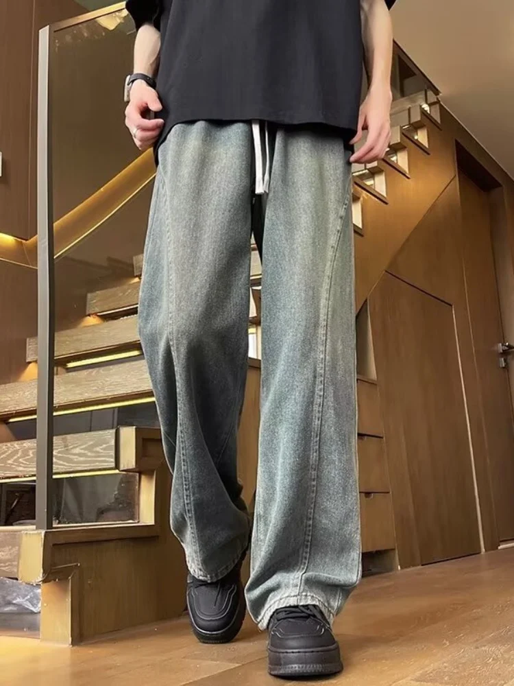 

Men's Spring Autumn Thin Straight Leg Jeans Casual Loose Wide Leg Pants Classic Washed Denim Trendy Brand Comfortable Long Tr...