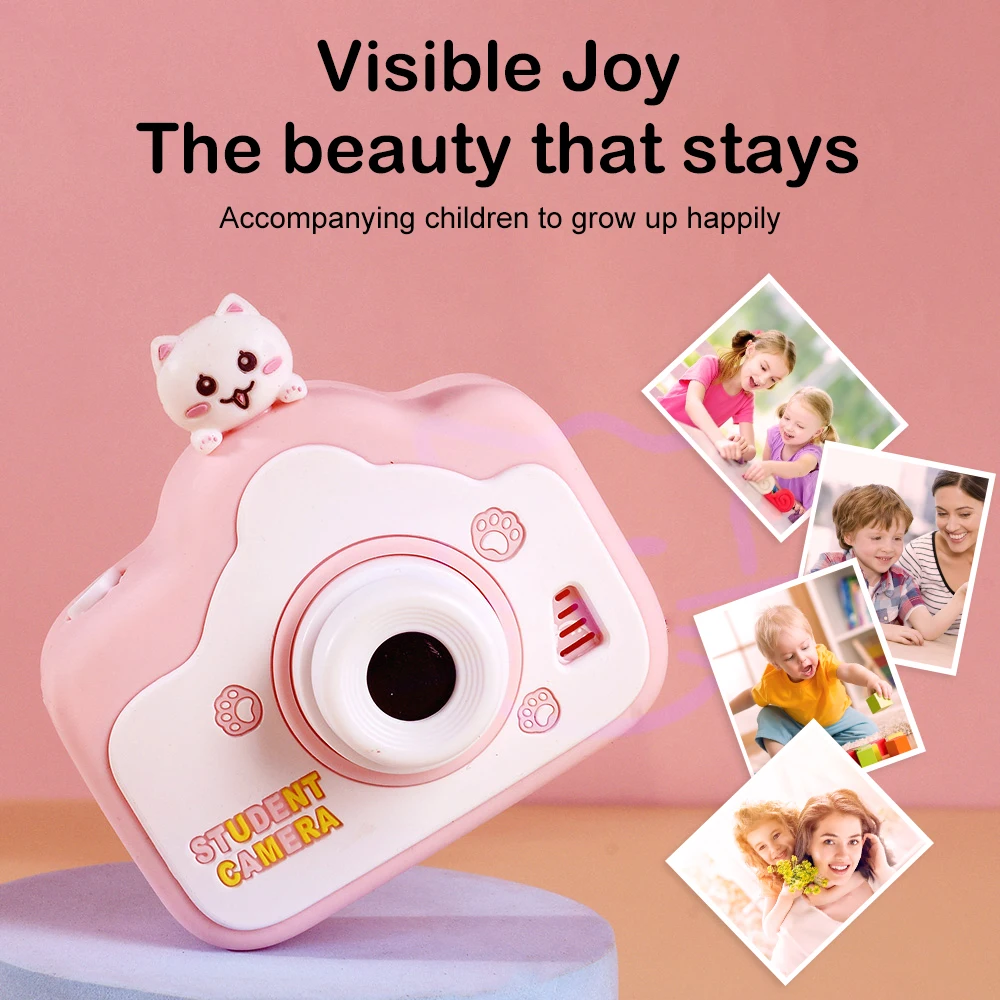 

Cute Cat Mini Digital Camera Anti-Fall Kids Camera Toys 1080P HD with 32GB Card for Christmas Birthday Gifts