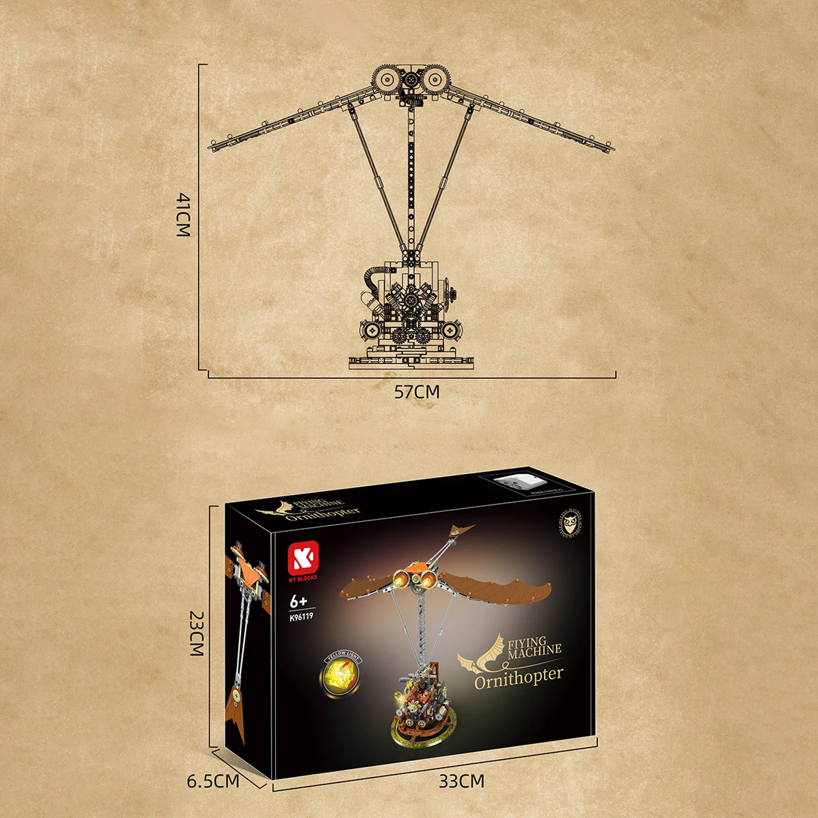 760 قطعة نموذج Ornithopter الميكانيكية فاسق مع أجنحة الربط وأضواء اللبنات ألعاب التحكم في المحرك الكهربائي الهدايا #6