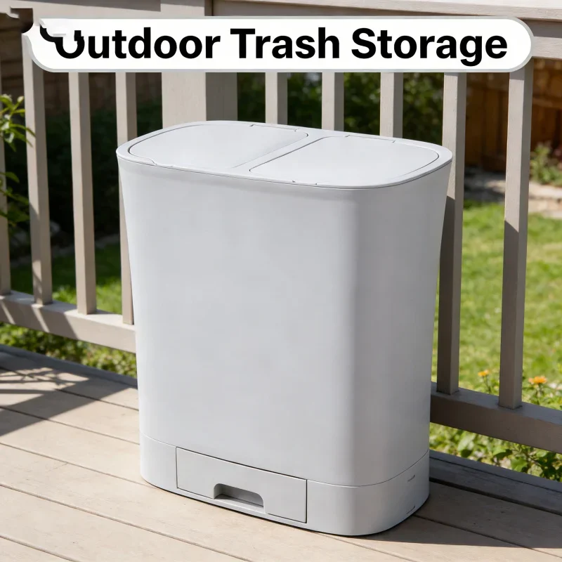 Gray Extra Large Trash Can with Drawer And Lid Narrow Gap Short Height Single Layer Kitchen Garbage Bin for Home Waste Sorting