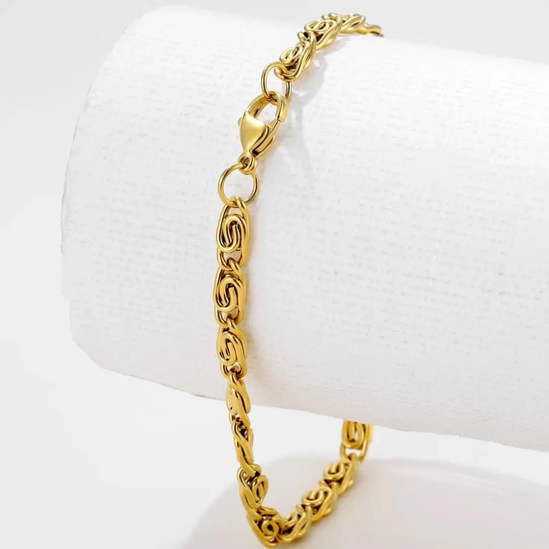KCRLP Fine Cute 18k Gold 4MM Chain Bracelets for Men Jewelry Charm Women Lady Wedding Party Gifts Bohemia 20cm
