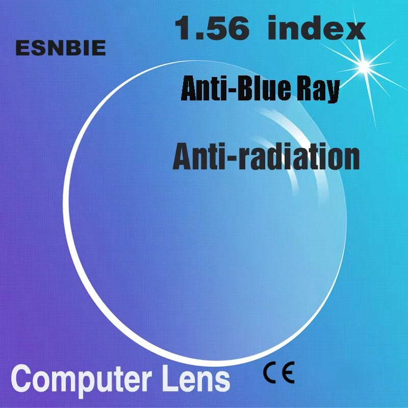 ESNBIE Customized 1.56 index Anti Blue okulary komputerowe soczewki korekcyjne Single Focus mężczyźni kobiety soczewka optyczna do okularów