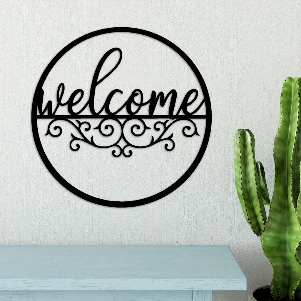

CIFBUY Deco 1pcMetal Welcome Sign Front Door Decor Black Home Decor Indoor Outdoor Wall Decor Perfect for Front Porch Livingroom