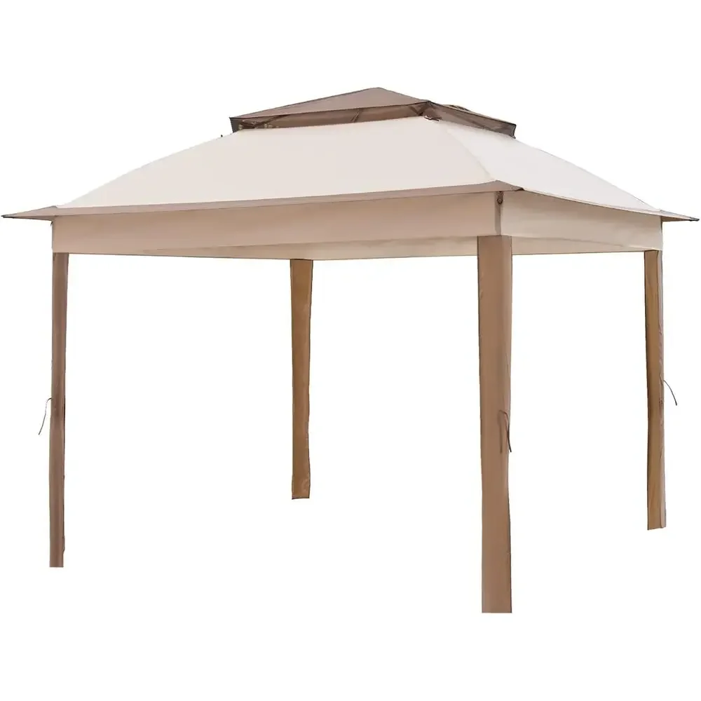 11x11 Beige Polyester Gazebo Sunshade with Air Vent Top Cover