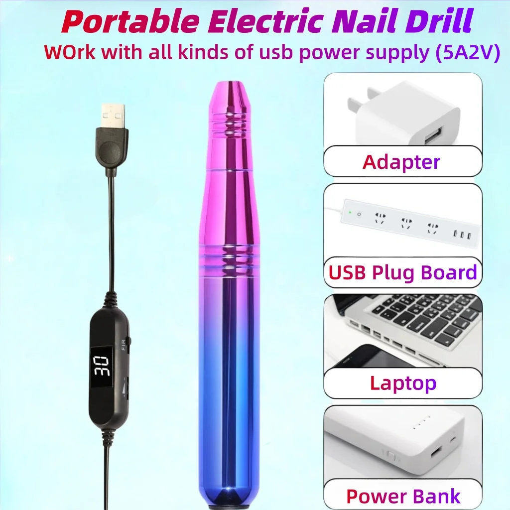Taladro profesional para uñas, 35000RPM, CC, bolígrafo para decoración de uñas, lima de mano, máquina trituradora de esmalte, lijadora de uñas, taladro de manicura portátil