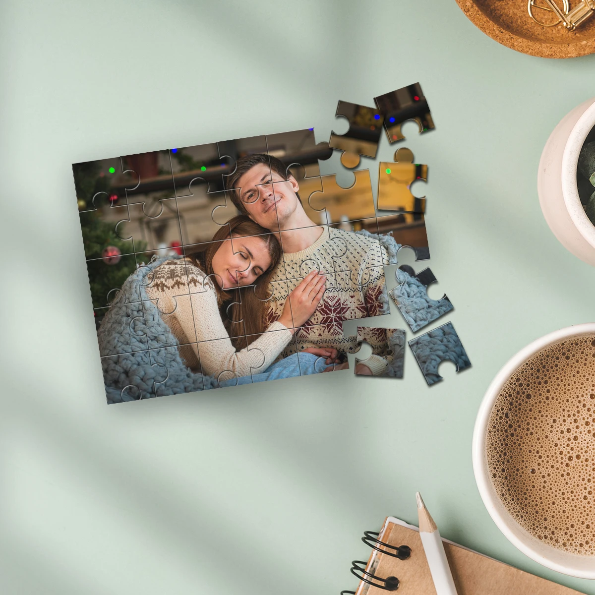 35/300/500/1000pcs Personalized Custom Photo Puzzle Embracing couple Personalised Decompression Puzzles Custom DIY Personalised