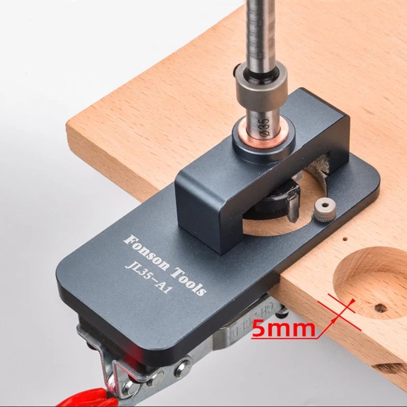 35mm Hinge Boring Jig Punch Drill Guide Woodworking Hinge Locator Jig Kit with Aluminum Alloy Hole Opener for Cabinet Door Hinge