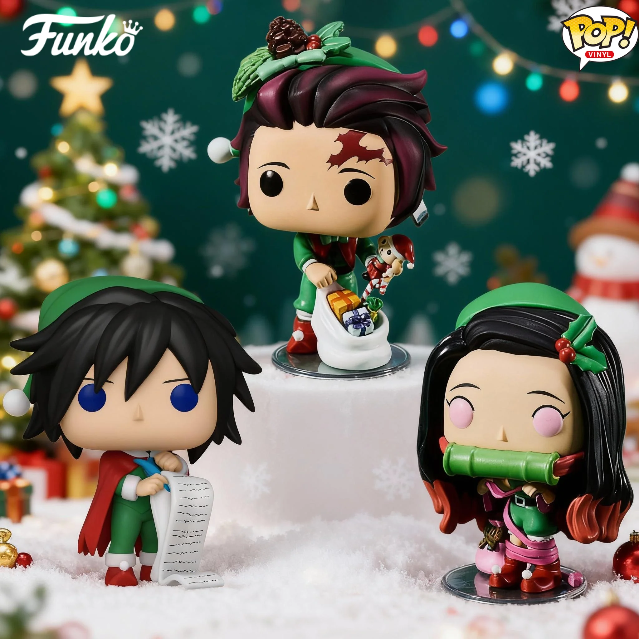 

Фигурка Demon Slayer Plus Nezuko Tanjiro Giyu Tomioka (праздничный наряд) Funko Pop Genuine Limited Toy Kimetsu no Yaiba Fans Gift