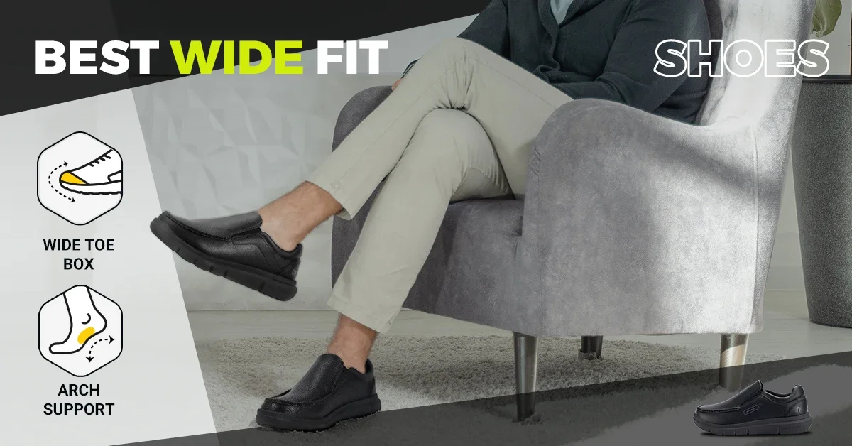 Fitville Herren-Slip-On-Freizeitschuhe, Lederschuh, breite Breite 2E, leicht, für geschwollene Füße, mit Schmerzlinderung im Fußgewölbe – Detail 4